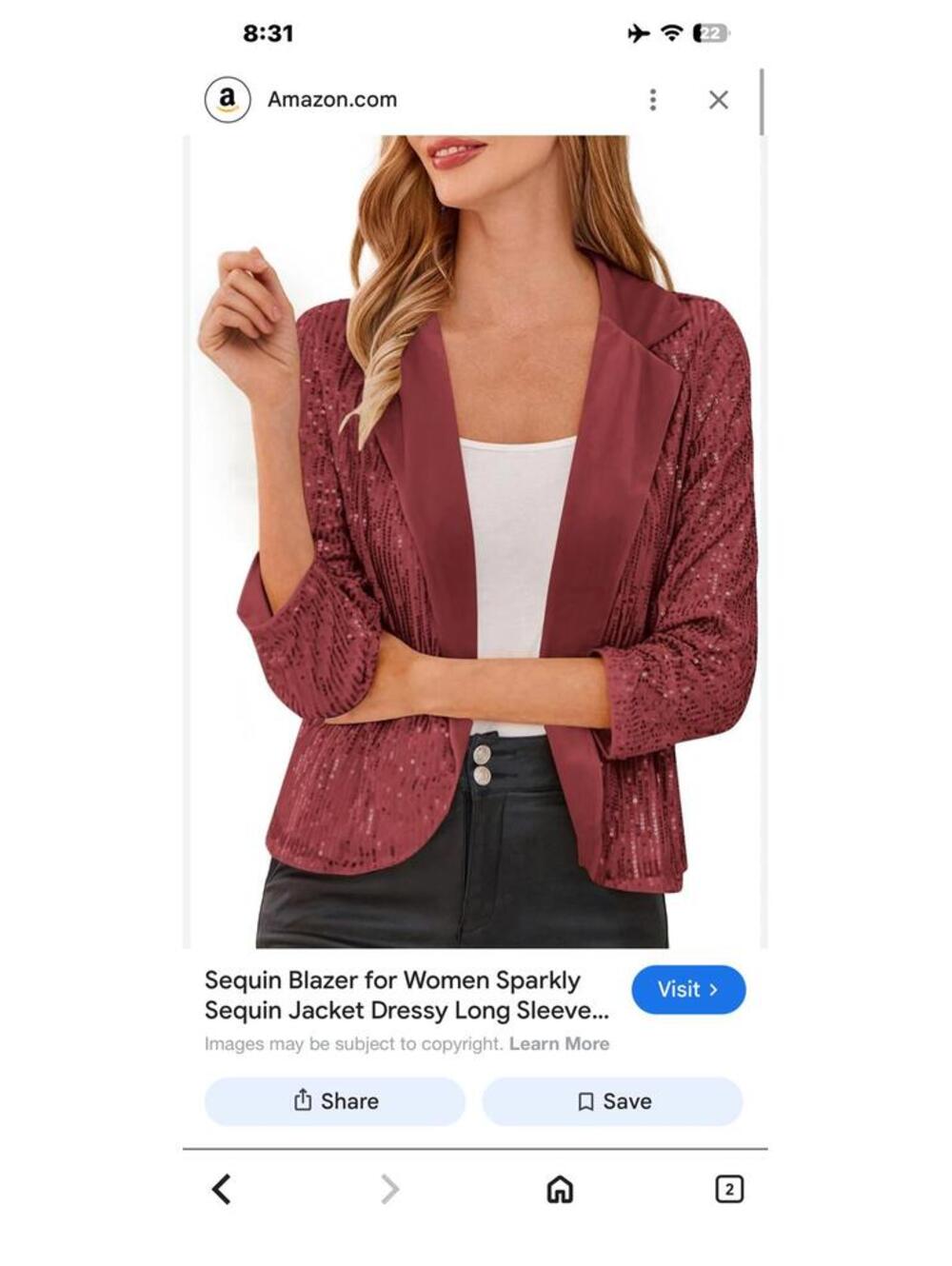 Women's Red Sequin Blazer M – Party Prom Sparkly Jacket W14